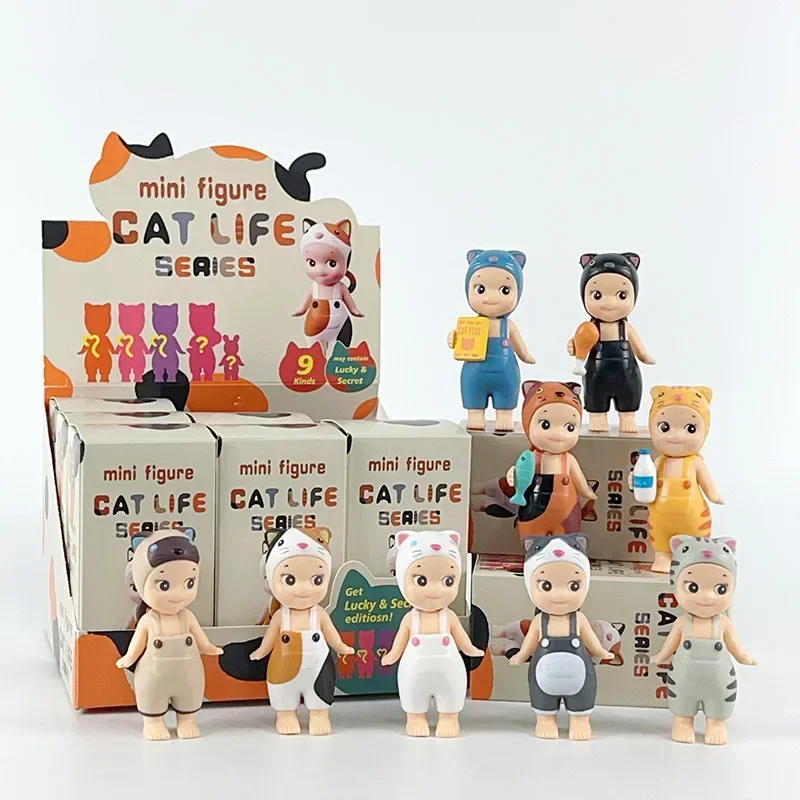 Gato caixa cega sonny anjo gatos vida figuras de ação brinquedos ornamentos bonecas fãs crianças presente