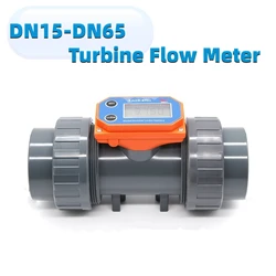 DN15-DN65 Digital Turbine Flow Meter Farm/Garden Irrigation Electronic LCD Display Flowmeter for Petrol Kerosene Methanol Water
