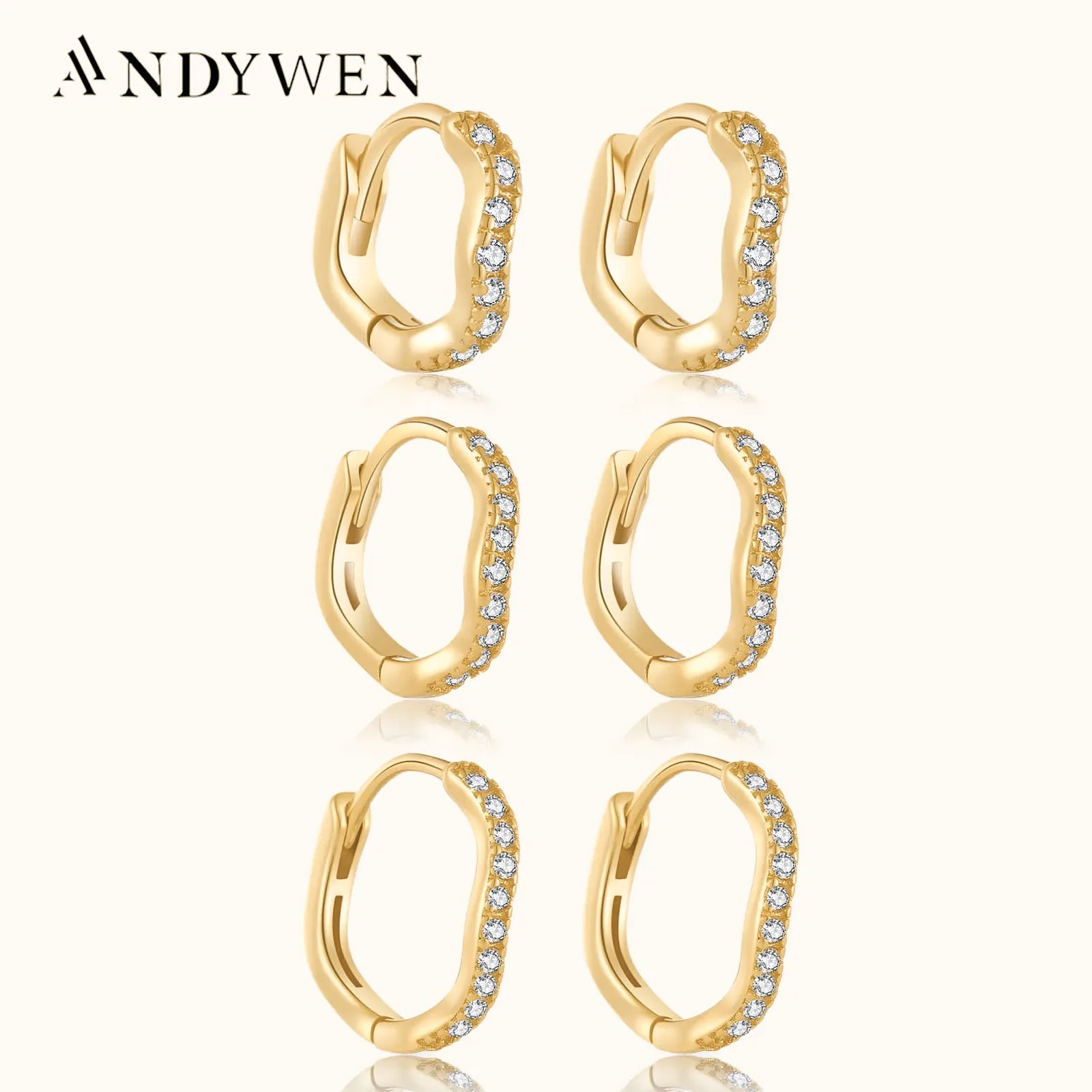 

ANDYWEN 925 Sterling Silver 6mm 8mm 10mm Irregular Geometric Huggies Hoops Women Earring Luxury Fine Jewelry 2024 Jewels