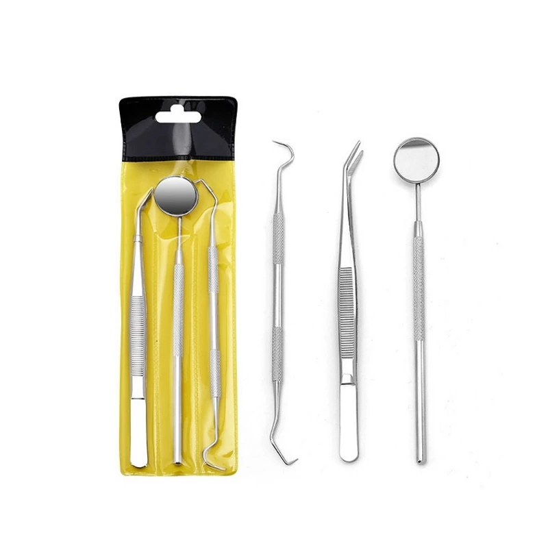 304 Edelstahl 3-teiliges Dental-Werkzeugset mit Zahnsteinentferner, Spiegel und Sonde für Zahnchirurgie