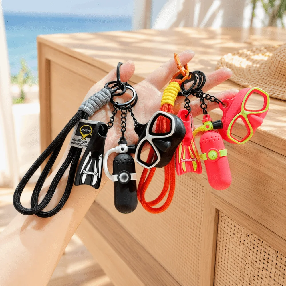Funny Diving Series Keychain Creative Fashion Diving Mask Bag Pendant Backpack Decor Hanging Oxygen Cylinder Keyring Gift