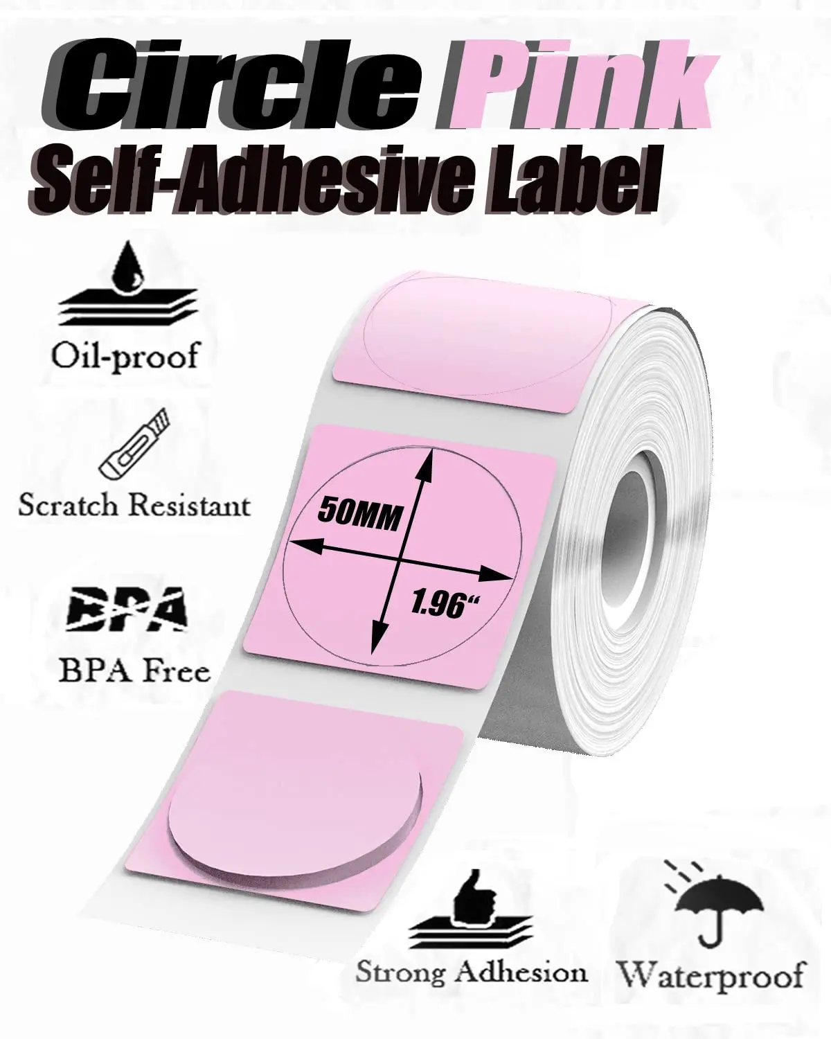 Solid Color Pink Thermal Label Paper 1.97
