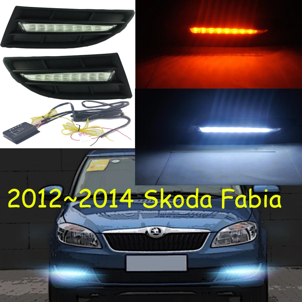

2012~2014year Headlamp For Skoda Fabia Daytime Light Head Lamp Car Accessories LED DRL Headlight For Fabia Fog Light