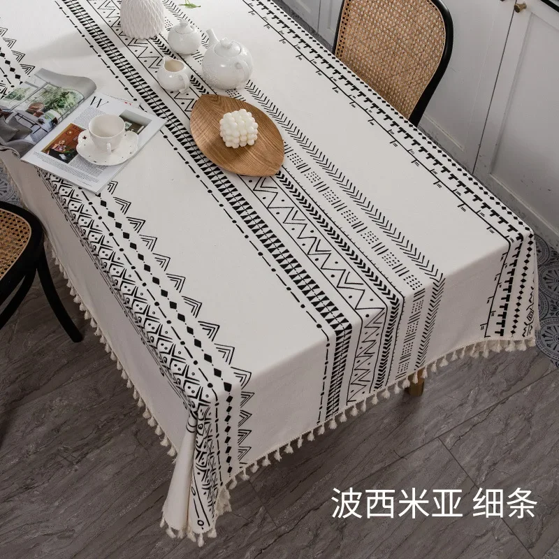 Bohemian Cotton and Linen Leave-in Tablecloth Ethnic Style Rectangular Homestay Household Tablecloth