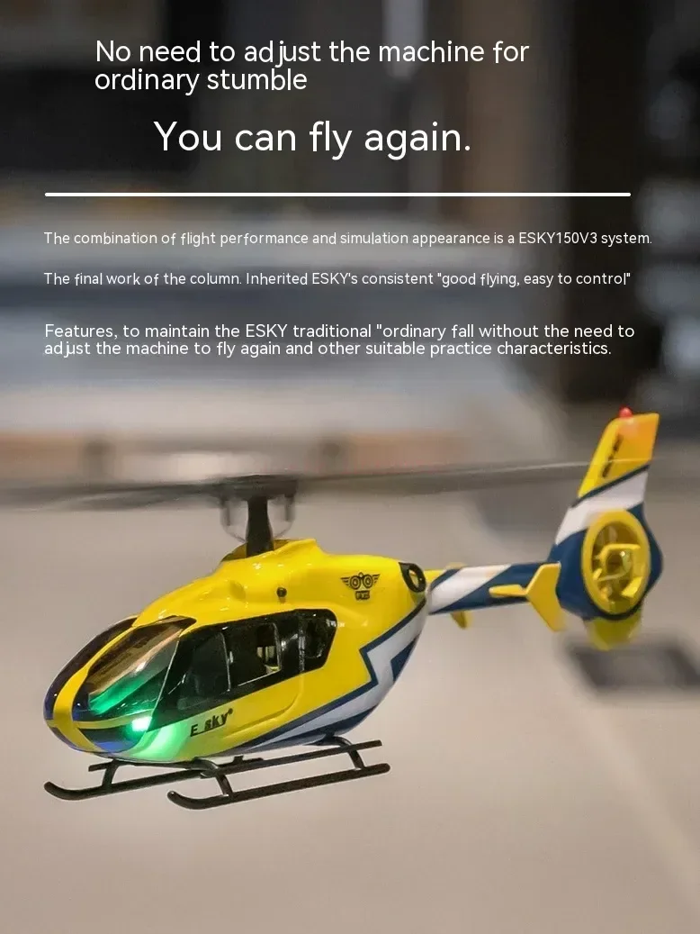 2024 Esky 150ec Mini waga 6 Dof Fxz kontroler lotu wysokość ładownia bez muchy helikopter Rc Rtf Ec135 zabawki do zabawy na zewnątrz dla dzieci