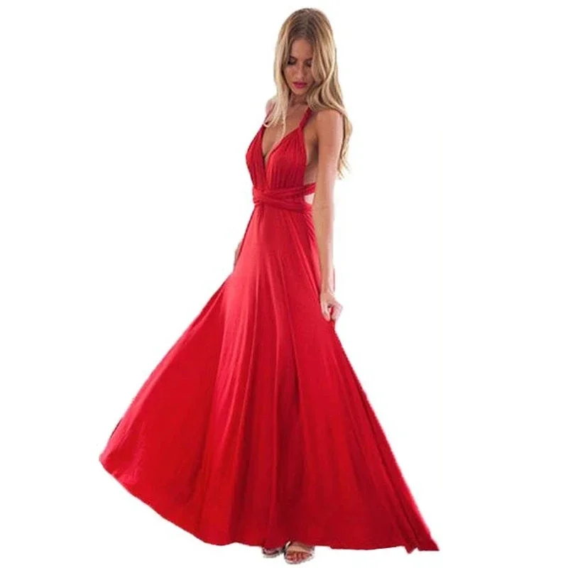 Sexy Women Party Dress Red Infinity Long Dress Maxi Multiway Bridesmaids Convertible Wrap Dresses Robe Longue Femme Skrit