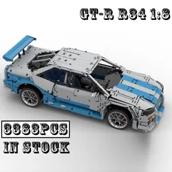 New Moc 1:8 Scale Skyline GT-R R34 Supercar Racing Car Vehicle Sport Model Buiding Block Bricks Toys for Kids Birthday Gifts Boy