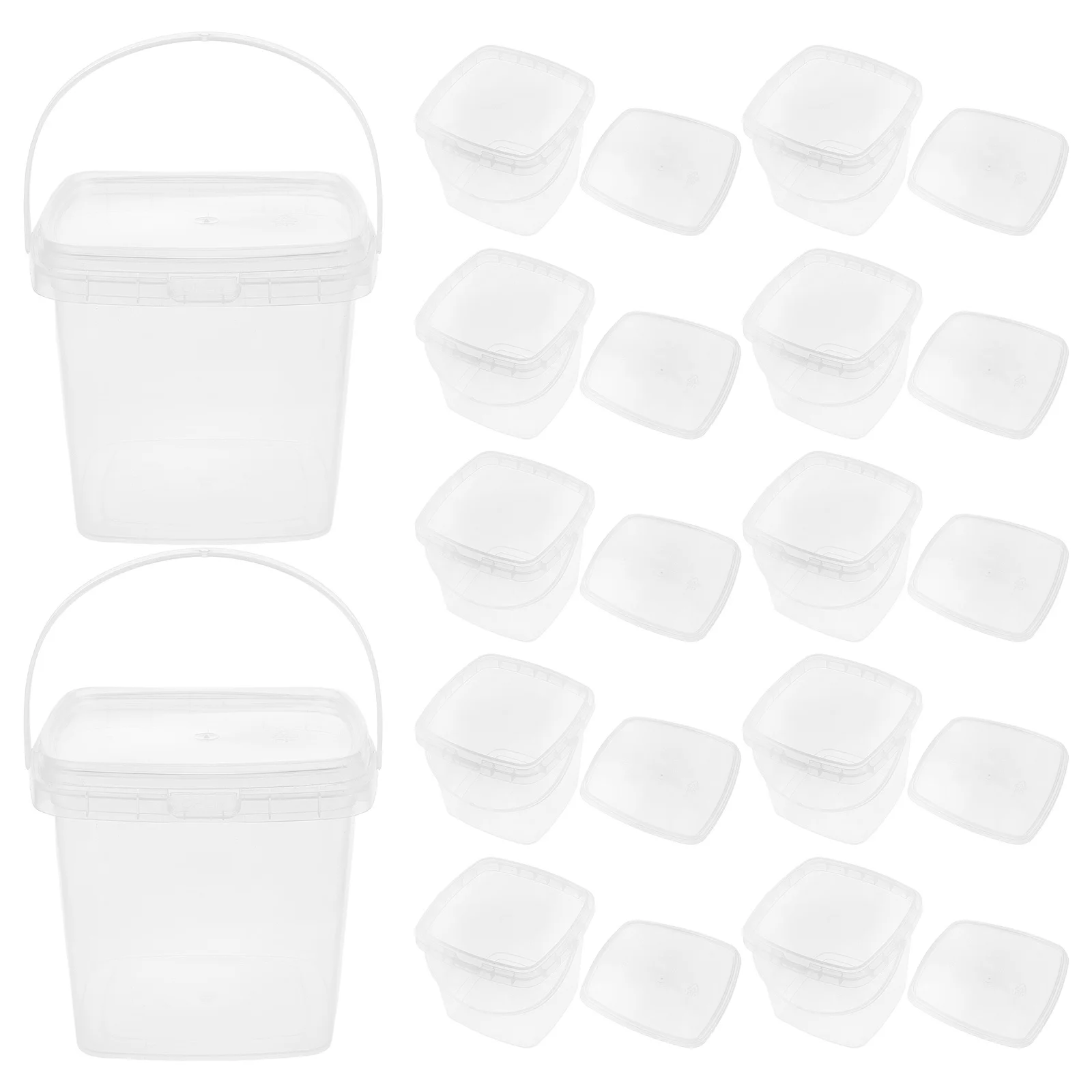 

12pcs Ice Cream Bucket With Lid Transparent Reusable Freezer Storage Container For Homemade Ice Cream Dessert Food Organizer