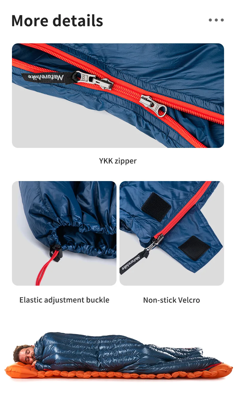 Naturehike CWM400 Schlafsack Wasserdichter Entendaunenschlafsack CW280 Ultraleichter Rucksack-Schlafsack Camping-Schlafsäcke – Detail 13