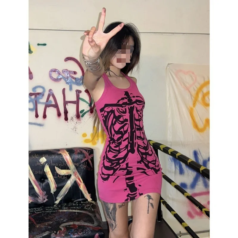 

Subcultural Printed Tank Top Dress Women's Summer New Slim and Skinny Sleeveless Sexy Hip hugging Short Skirt