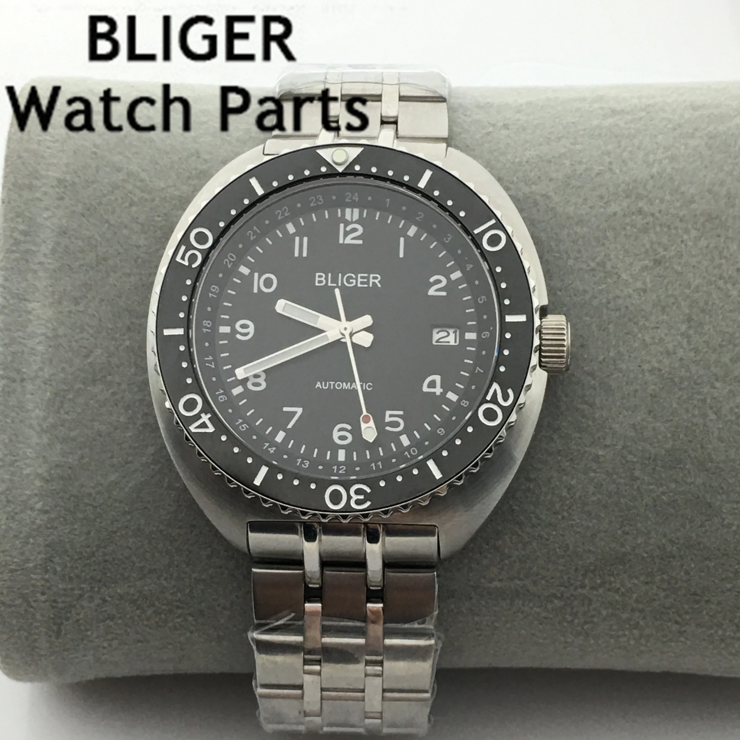 BLIGER-Montre Mécanique Homme Bracelet Acier Inoxydable, Cadran Shoous Hand, Noir, Bleu, Vert, Neuf, NH35A, 43mm
