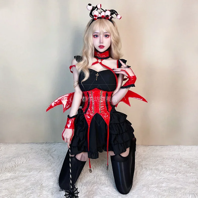 Cosplay Anime  Halloween Costumes for Women Sexy Little Devil Maid Dress Sweet and Spicy Witch  Night Elf Vampire Makeup Ball