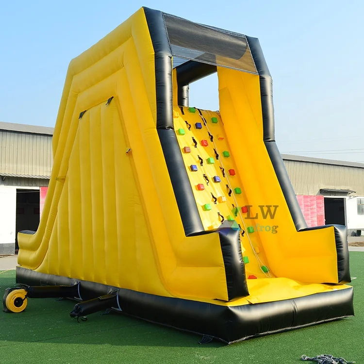 Parque de atracciones comercial personalizado para niños, juegos deportivos de escalada para adultos, pared de escalada en roca inflable al aire libre con tobogán