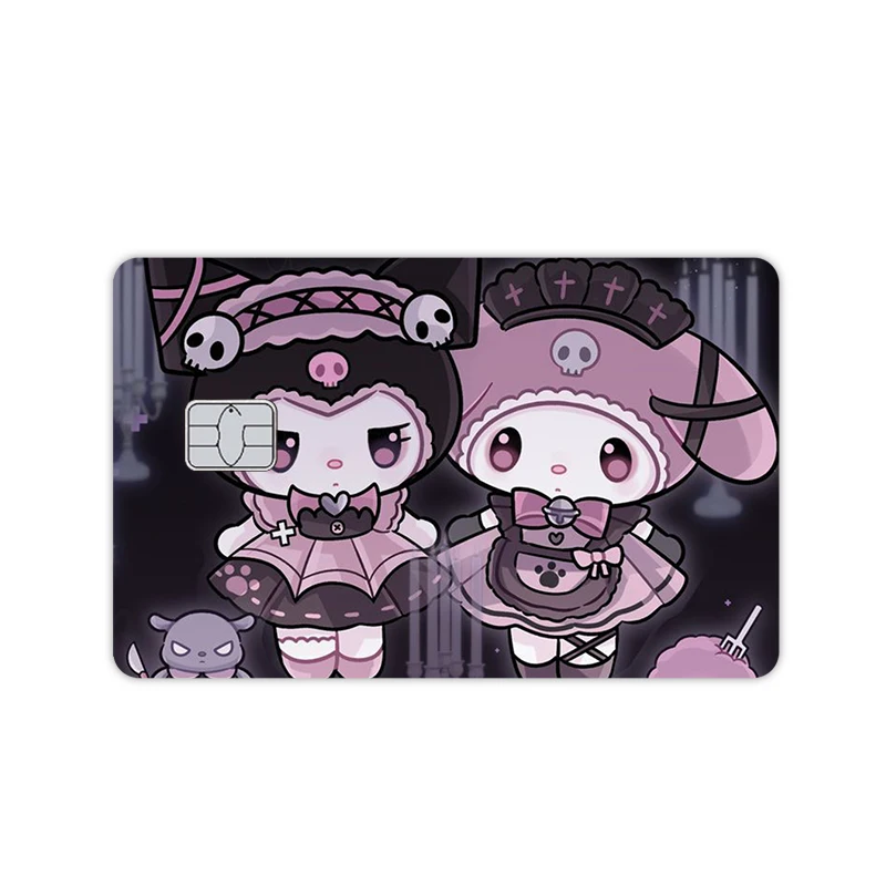 Dessin animé mignon Pochacco Kuromi Pom Pom Purin cannelle Anime imperméable peau Film autocollants crédit Bus Debt banque Visa carte couverture