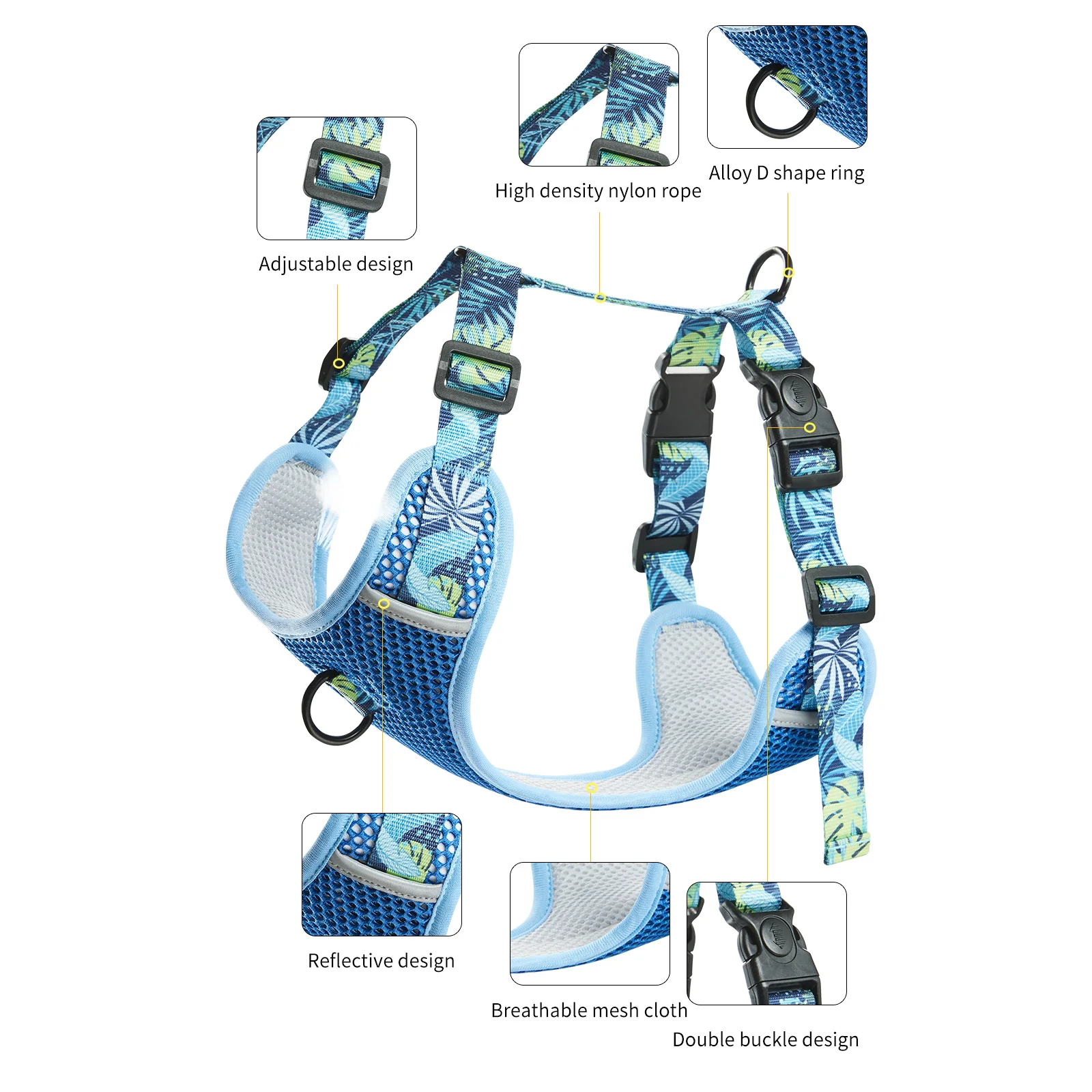 No Pull Dog Harness Dog Leash 3D Breathable Dog Vest Small Dog Harness