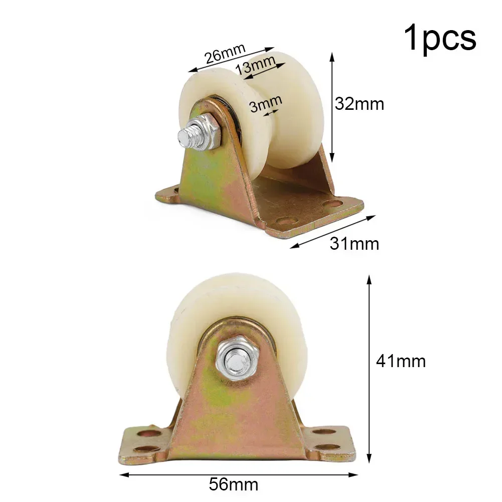 1 Pcs Nylon Grooved Roller Track Pulley V/U Nylon With Stand 30mm 45# Door Grooved Heavy Duty Rollers Sliding Heel