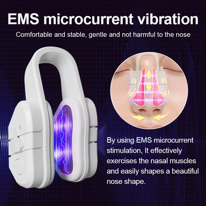 EMS Microcurrent Nose Massager Silicone Rechargeable Clip-on Device for Nasal Contouring & Firming Sensation Nose Shaper