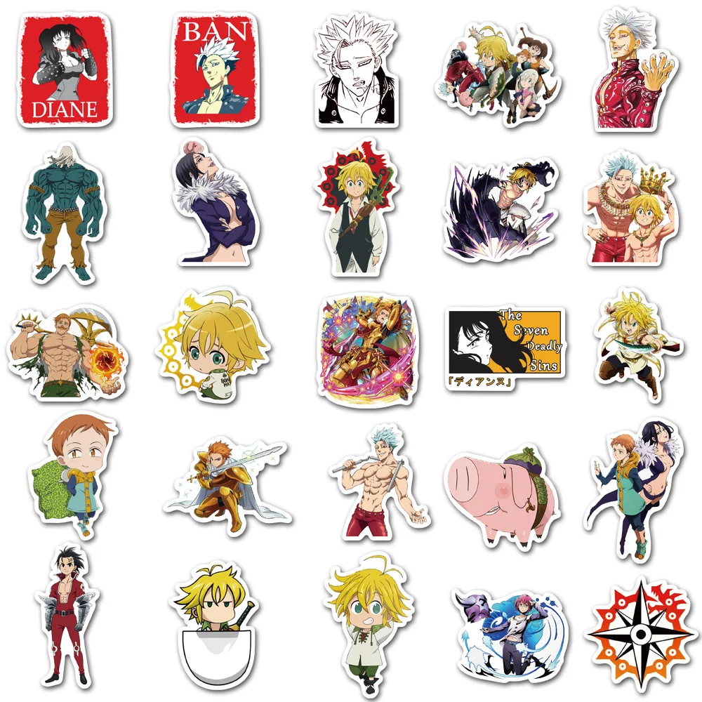 50Pcs Animation The Seven Deadly Sins Personalized Graffiti Sticker Motorcycle Trunk Refrigerator Guitar Waterproof Anime Decal