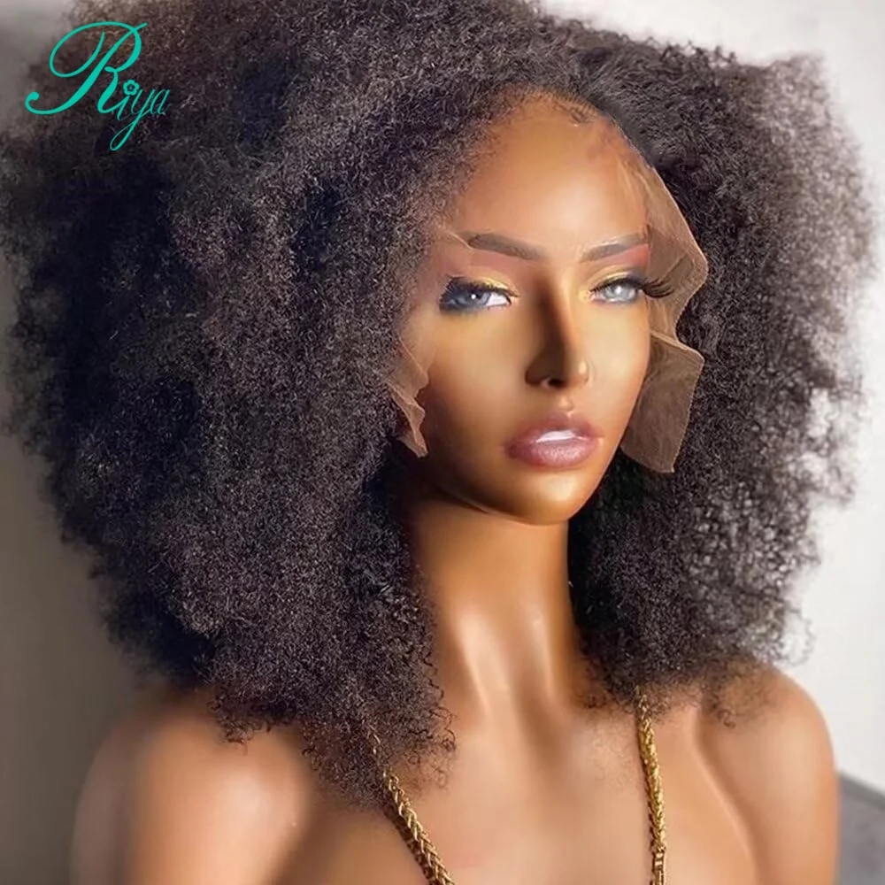 5x7 Afro Kinky Curly Glueless Wig With Natural Hairline 360 Lace Ready To Go Curly Human Hair WIig For Black Women Brazilian