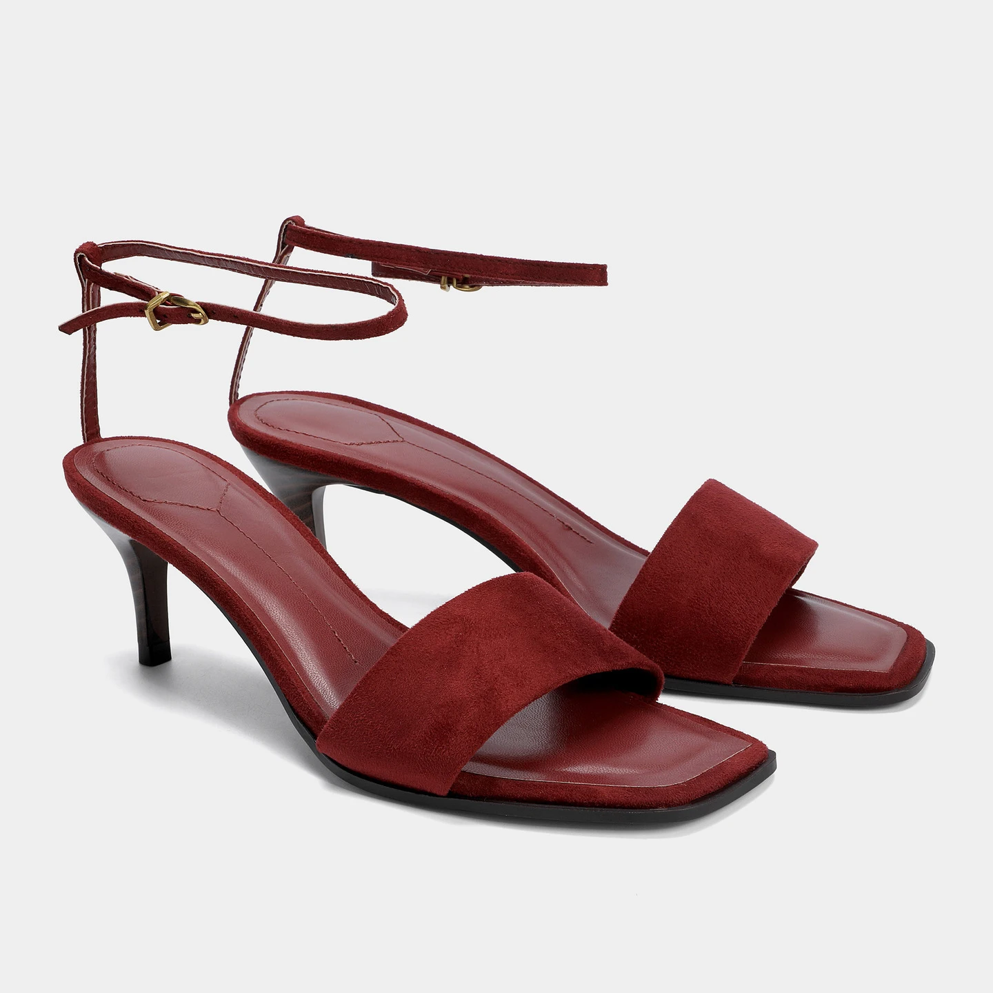 

Retro Red Elegant Low Heel Sandals Women Summer Sexy Open Toe Ankle Buckle Dress Shoes Luxury Brand Designer Shoes