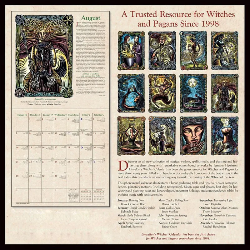 Top-2022 The Witches Calendar Poste Illustrated Wall Calendar Retro Style Art Wall Calendar Work Calendar Home Wall Decor