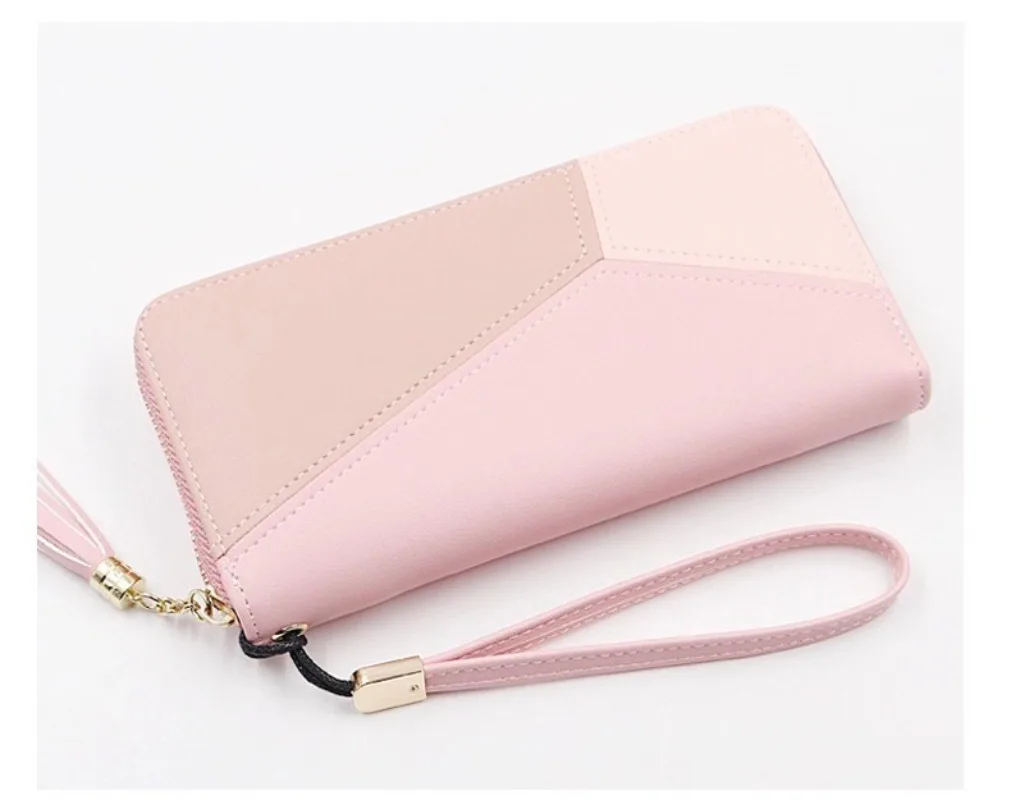 Cartera estampada larga con cremallera para mujer, monedero, tarjetero, bolsos de gran capacidad, bolso minimalista para niña