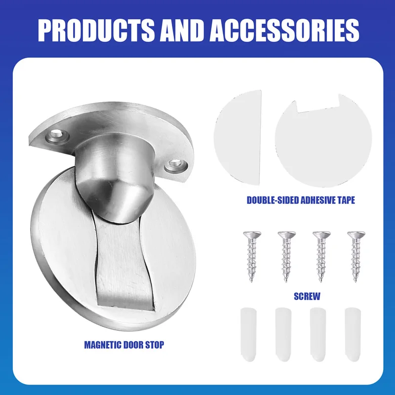Tope de puerta magnético para montaje en suelo, Tope de puerta magnético invisible, Topes de puerta con imanes, soporte de pared abierto