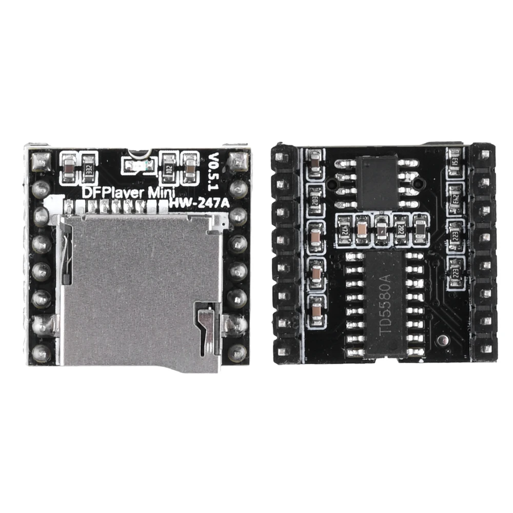 YX5200 DFPlayer Mini MP3 Player Module MP3 Voice Decode Board Supporting TF Card U-Disk IO Serial Port AD Compatible for Arduino