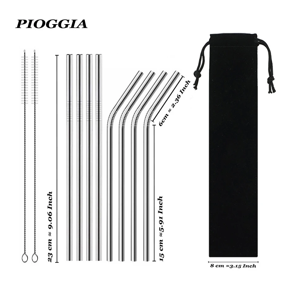 

Reusable Drinking Straw High Quality 304 Stainless Steel Metal Straw With Cleaner Brush For Mugs 20/30oz Coffee Bar Accessories