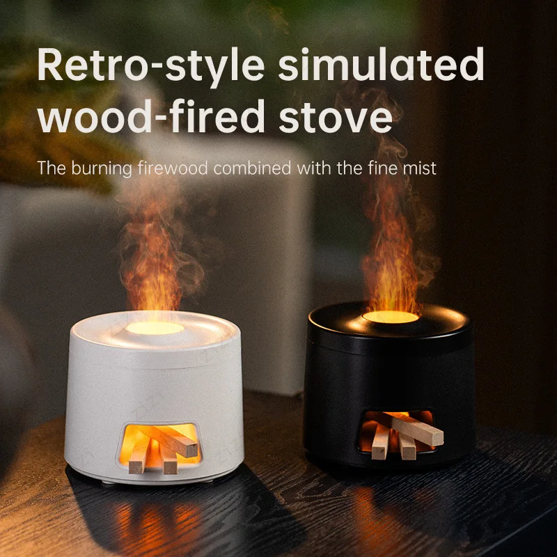 

Firewood Stove Shaped Aromatherapy Machine USB Retro Seven Color Flame Light Atomization Humidification Aromatherapy Machine