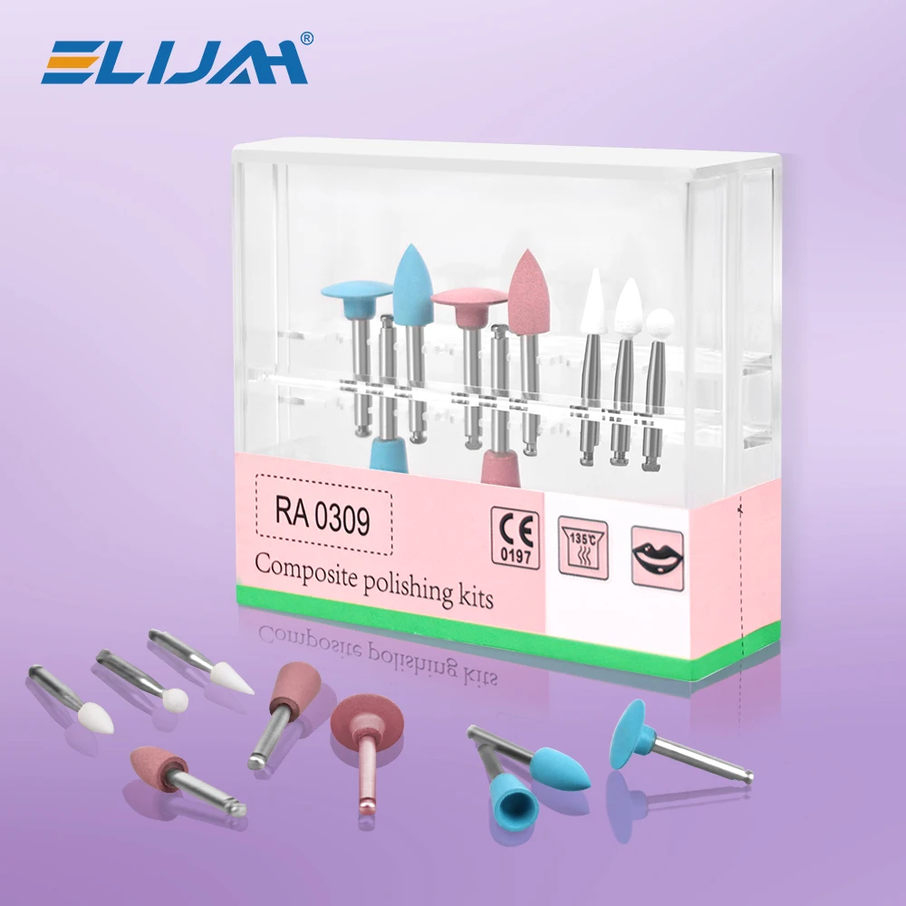 ELIJAH 9Pcs/Box Dental Composite Polishing for Low Speed Handpiece Contra Angle Kit RA0309 Resin Sanding Polishing Set