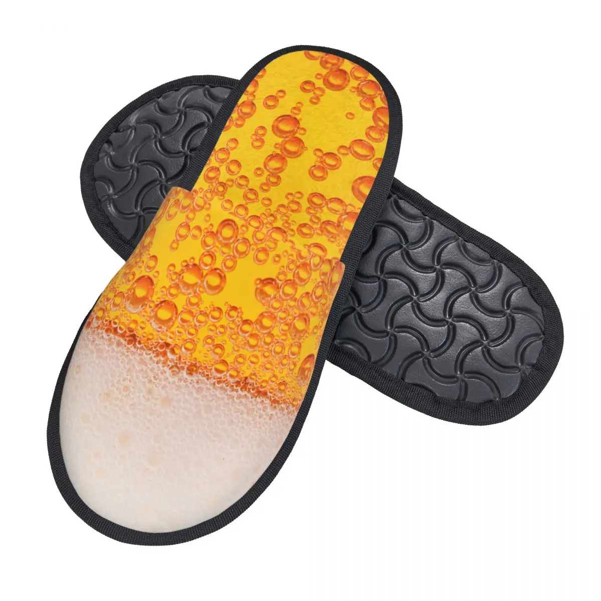 Custom Funny Beer Realistic Bubbles Foam House Slippers Women Comfy Memory Foam Drinking Lover Slip On Hotel Slipper Shoes