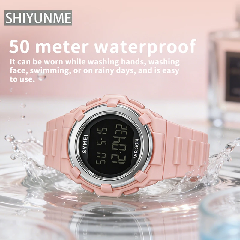 SHIYUNME Fashion Woman Sport Digital Watches 50m Waterproof Luminous Stopwatch Alarm Clock Multifunction Teenagers Student Watch