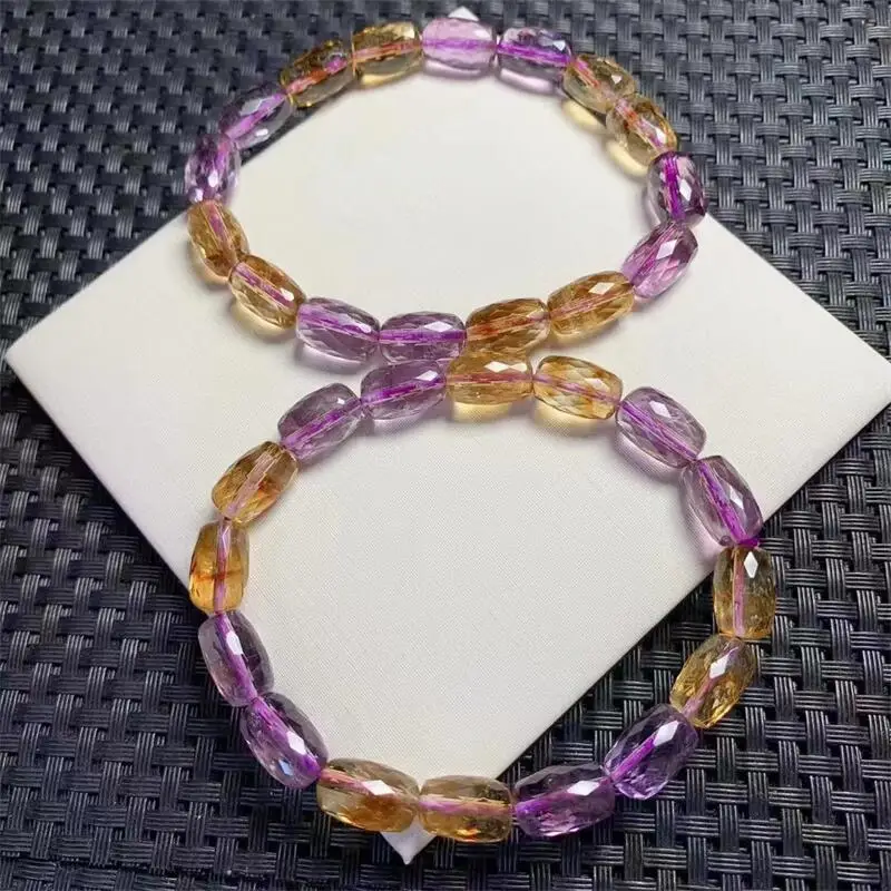 8MM Natural Ametrine Bucket Beads Bracelet Woman Lady Man Healing Wealth Gift Crystal Beads Gemstone Jewelry 1PCS