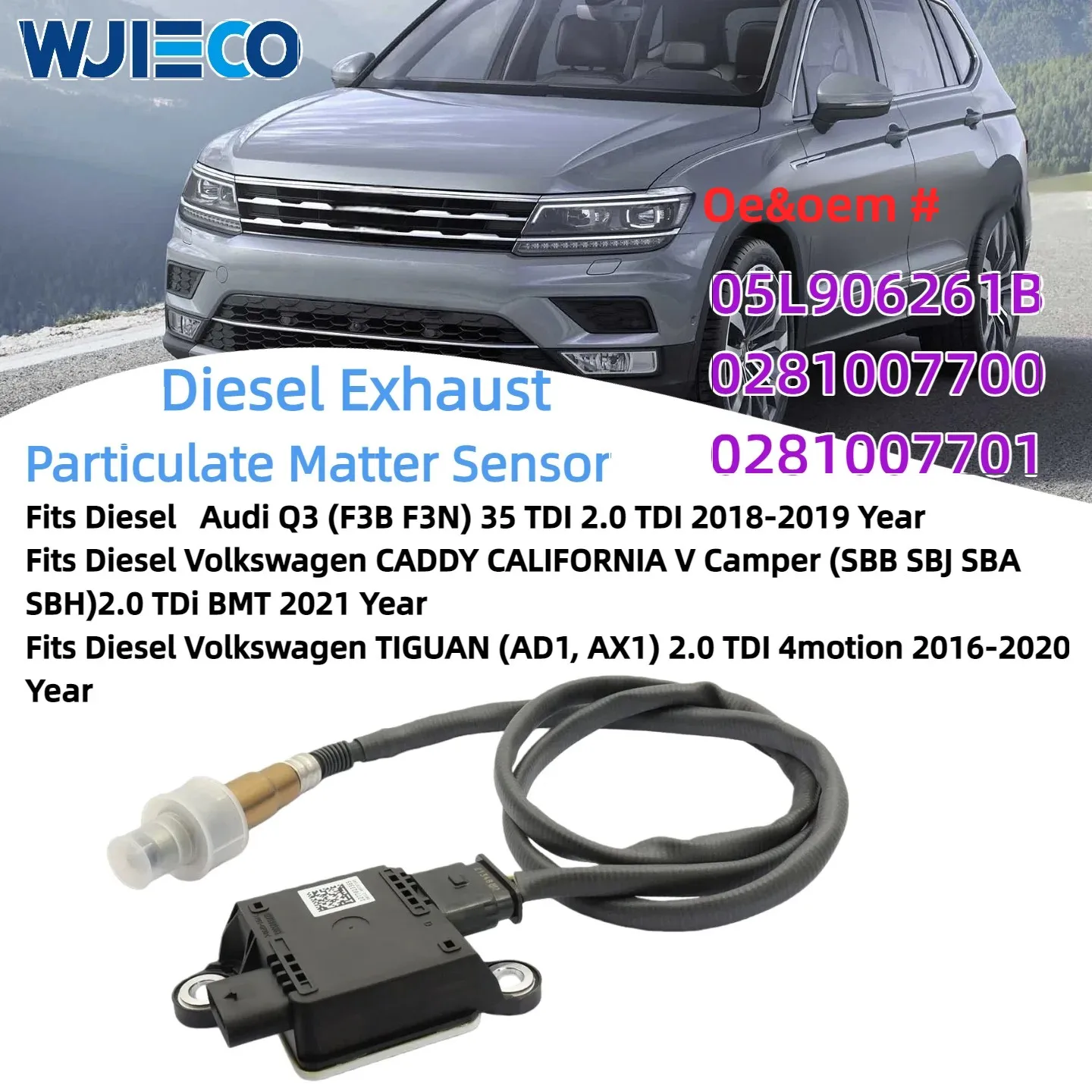 

WJIECO 05L906261B 0281007700 0281007701 Particulate Matter Sensor Compatible with VW High quality PM Sensor for Volkswagen Audi