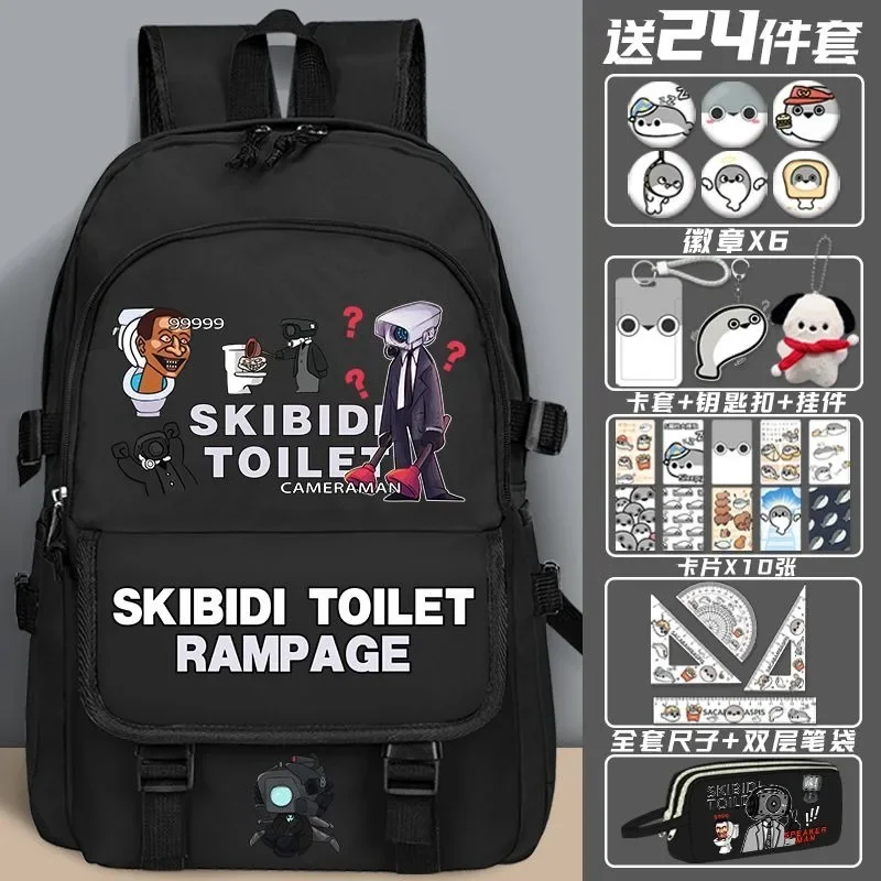 

Breathable mesh, Black Blue, Skibidi Toilet, Student Kids Teens School Bags, Large Capacity Mochilas Anime Backpacks Girls Boys