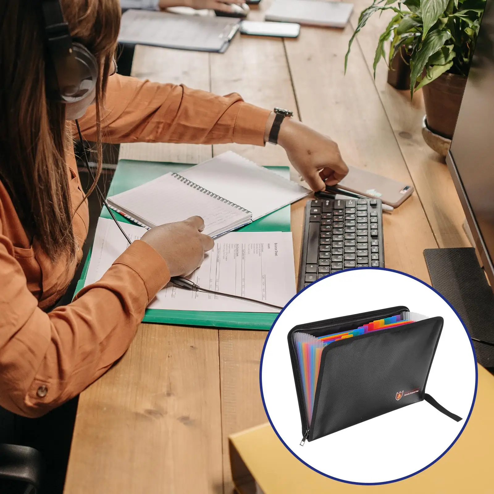 Organisateur de documents ignifuge, tissu en Silicone liquide, dossier de rangement en PVC, 13 poches, petite classeur pour bureau et maison
