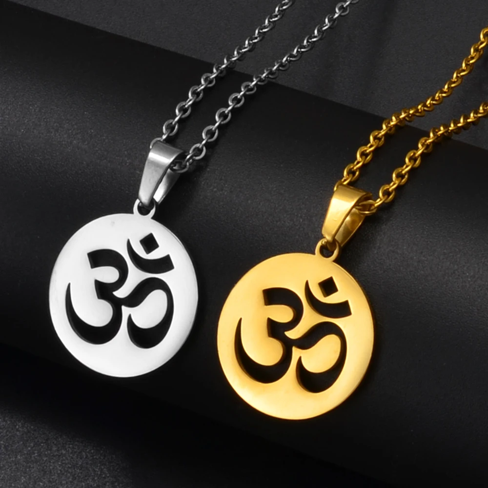 Anniyo 2Modes/Tamil Symbol Small Yoga Charm Pendant Necklaces Women Girls Indian Hindoo Hindu Buddhist OM India Religion @319201