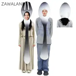 Zawaland Knife Fork Saucer Costume 3D Digital Print Funny Outfit Holiday Party Disguise Suit Carnival Purim Halloween Clothes