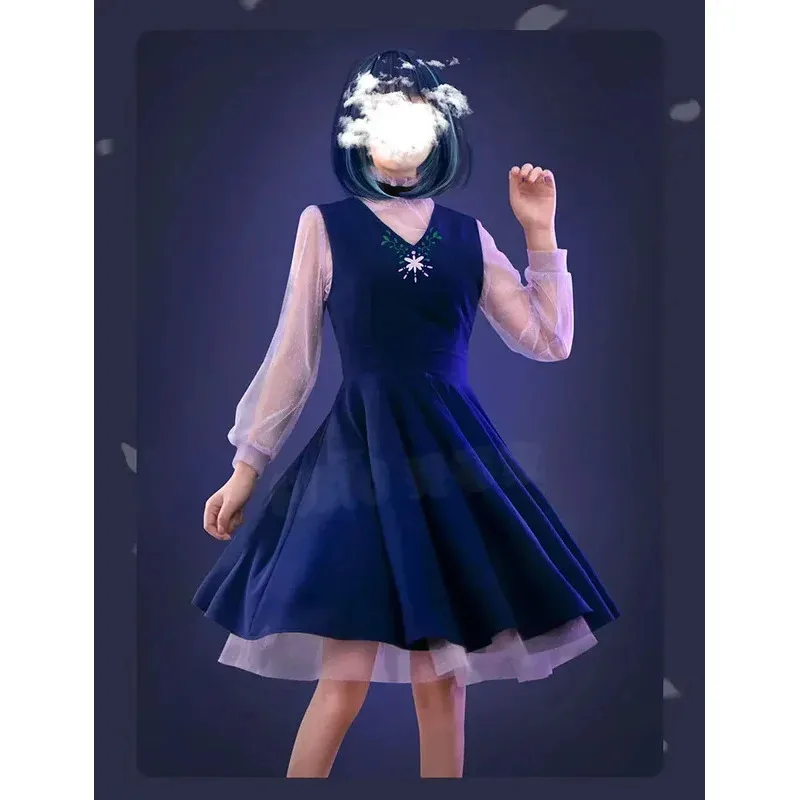 zz04zz12Anime Oshi No Ko Cosplay Kurokawa Akane Idol فستان شبكي للنساء والفتيات بأكمام طويلة أزياء تناسب المرحلة