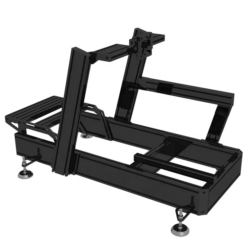 40120 Black Aluminum Sports Car Game Racing Cockpit Simulator Racing Chassis P1X Rig with Monitor Stand
