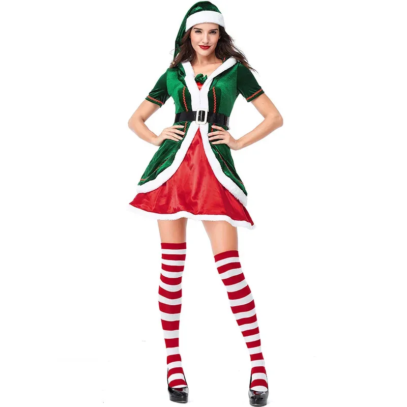 

DY2025Women's Mrs Claus Costume Christmas Santa Dress green A-Line Mini Dress Cosplay Dress Festival Unifrom Sexy women Cosplay