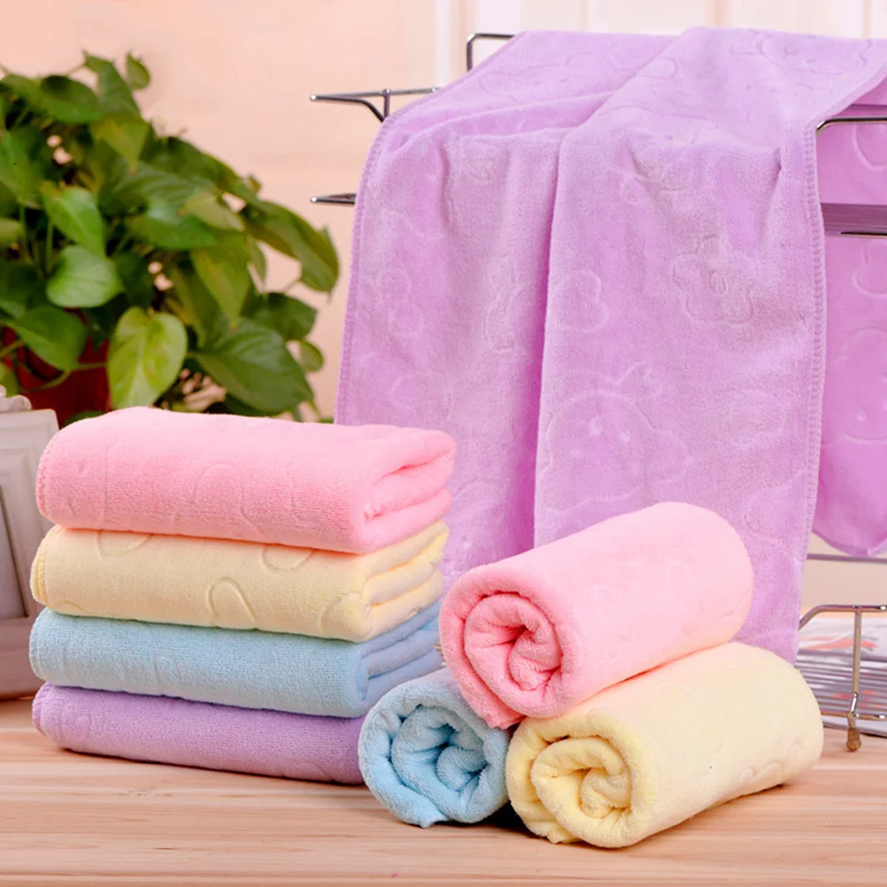 4pcs Microfiber Hand Towel Quick-Dry Embossed Face Towel Light Weight 400 Grams(Light Blue, Light Yellow, Light Pink and Light P