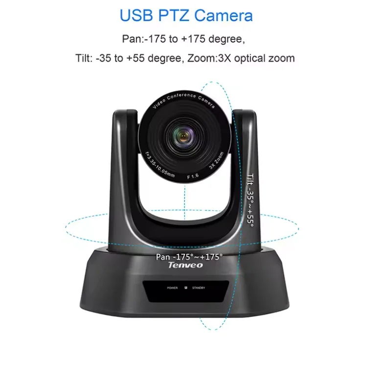 OEM/ODM Ptz Conference Cameras 3x Optical Zoom USB3.0/ Wireless Conference Camera Ptz for Church