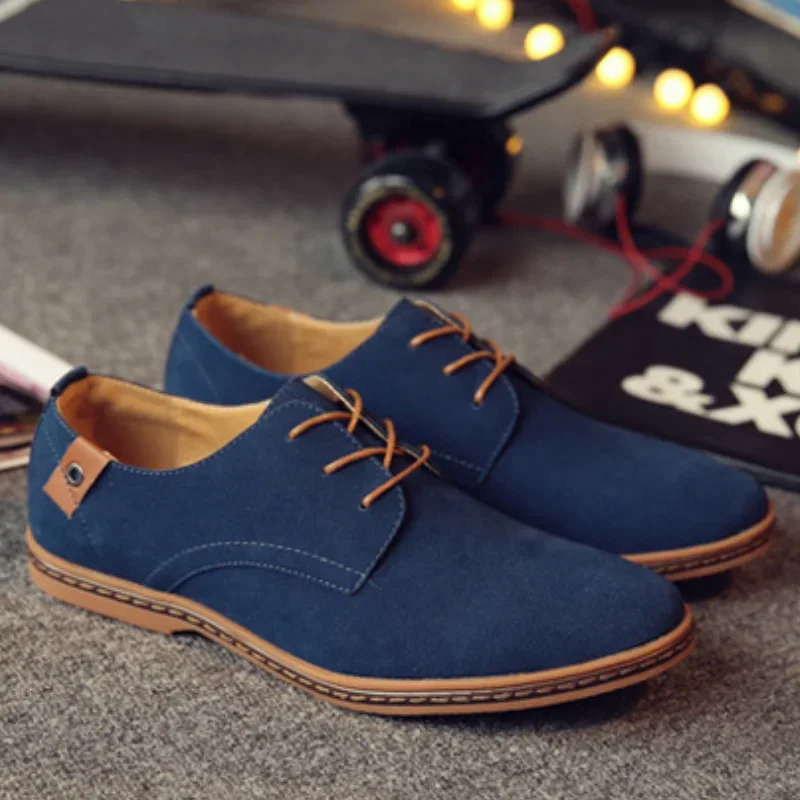 Men\'s Casual Shoes Suede Leather Men Shoes Business Dress Shoes Comfortable Oxfords Man Party Wedding Leather Shoe Plus Size 48