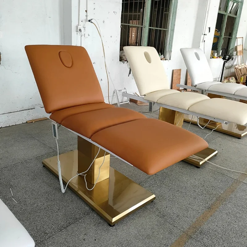 Popular Modern Beauty Salon Massage Aesthetic Bed Orange Physiotherapy Treatment Table Eye Lash Bed