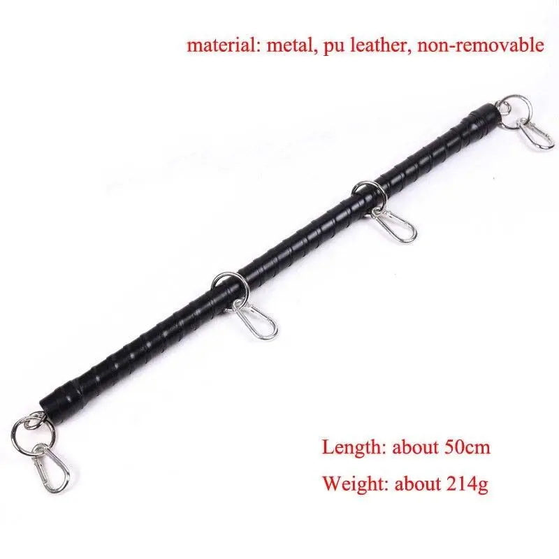 PU Leather Metal Steel Open Leg Bar BDSM Bondage Handcuffs Wrist Ankle Accessory Restraint Slave Cosplay Set Sex Toys for Couple