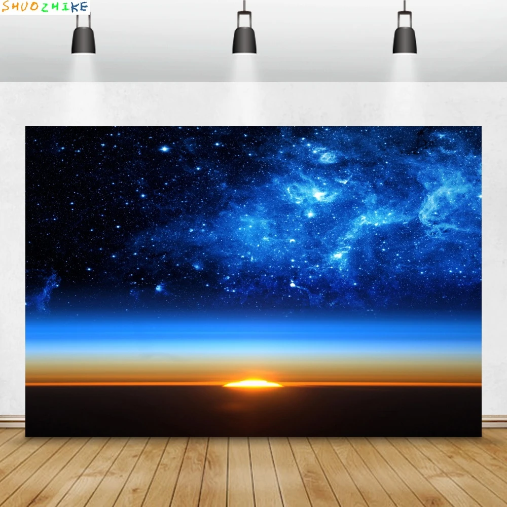 Céu azul escuro nuvens noite cênica glitter estrelado estrela fotografia pano de fundo chá de bebê photocall fundo estúdio foto