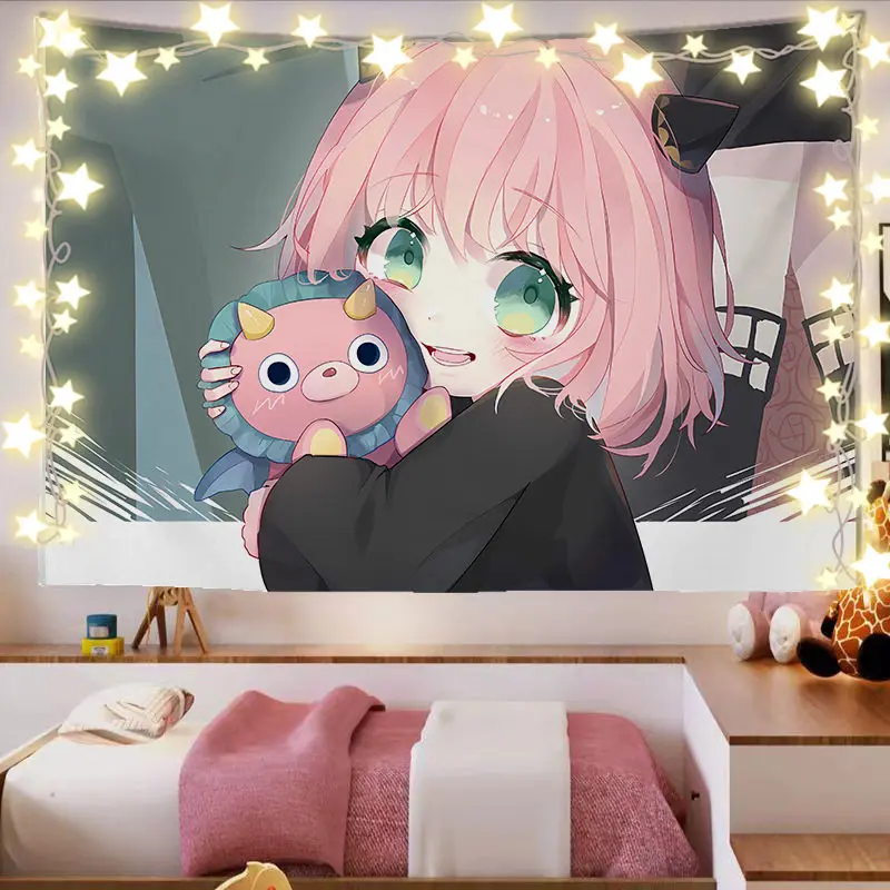 Spy X Family Ania Anime Wandteppich – dekoratives Kunstwerk für das Kopfteil des Schlafzimmers im Schlafsaal für Fans