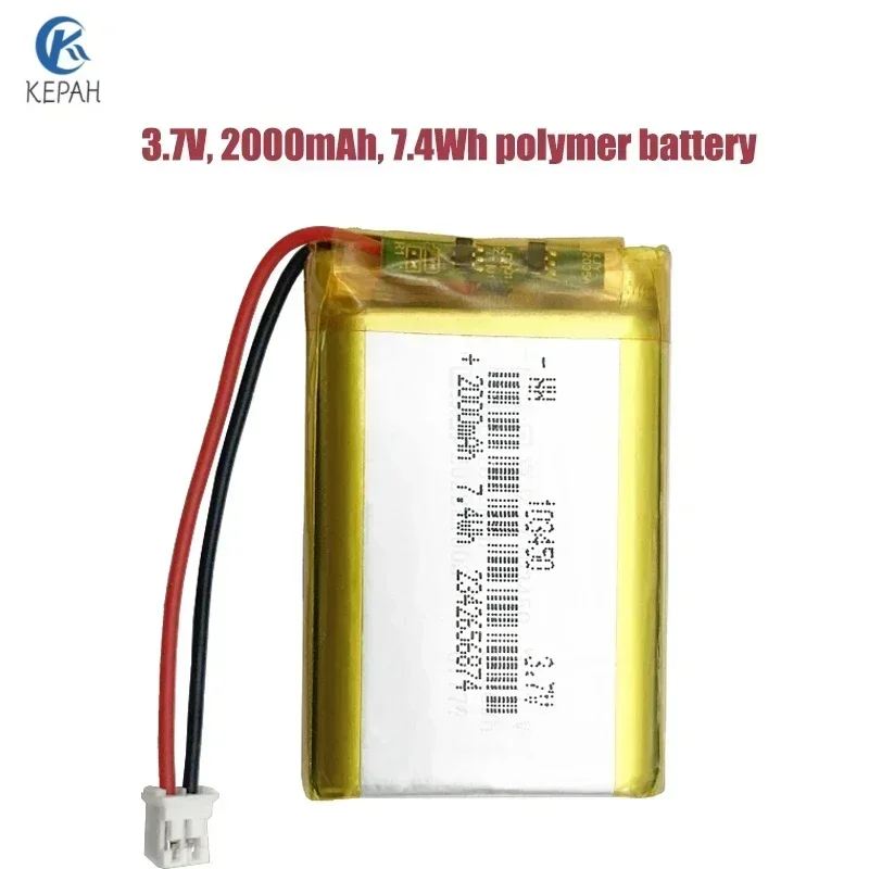 

103450 3.7V 2000mAh Rechargeable Lithium Polymer Lipo Battery For MP4 DVD DVR LED MP5 GPS Bluetooth Headset Speaker Massager